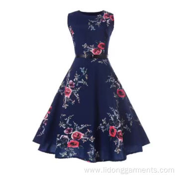 O-Neck Sleeveless A-Line Flower Lovely Vintage Dress